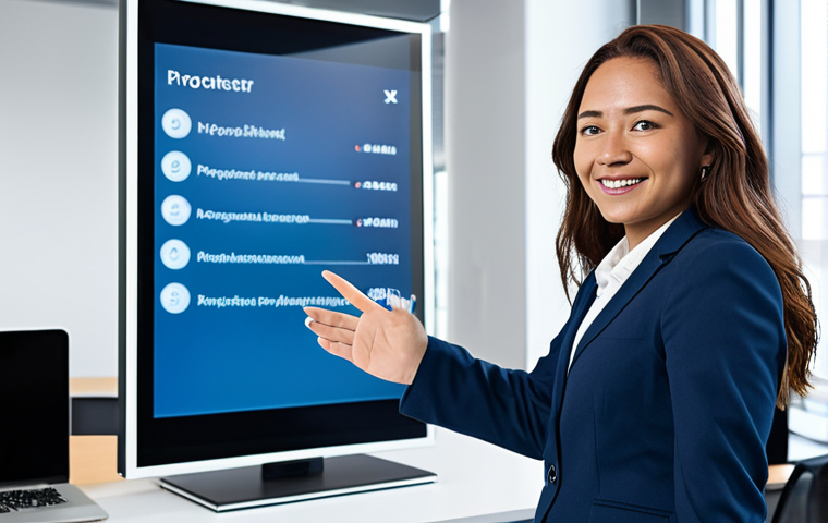 A professional adult woman, fully clothed in a modest business suit, standing confidently in a modern, brightly lit corporate office. She is receiving a "Best Employee" award from a colleague or manager, with a subtle digital screen in the background displaying positive feedback or project milestones. The scene emphasizes professional recognition and a positive work environment. Safe for work, appropriate content, fully clothed, professional dress, perfect anatomy, correct proportions, natural pose, well-formed hands, proper finger count, natural body proportions, high-quality photography, realistic.