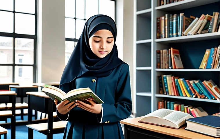 아이의 논리적 사고 키우기 - ** A professional female teacher in a modest salwar kameez, standing in front of a bright, colorful ...