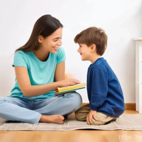 아동 심리와 훈육 방법 - **Prompt: Understanding Emotions and Communication**
    "A cozy and sunlit living room. A young chi...