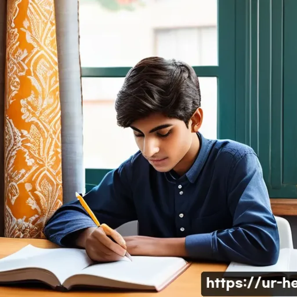 학업 스트레스 관리법 - A serene study environment tailored for a Pakistani Urdu-speaking student: a clean and organized des...