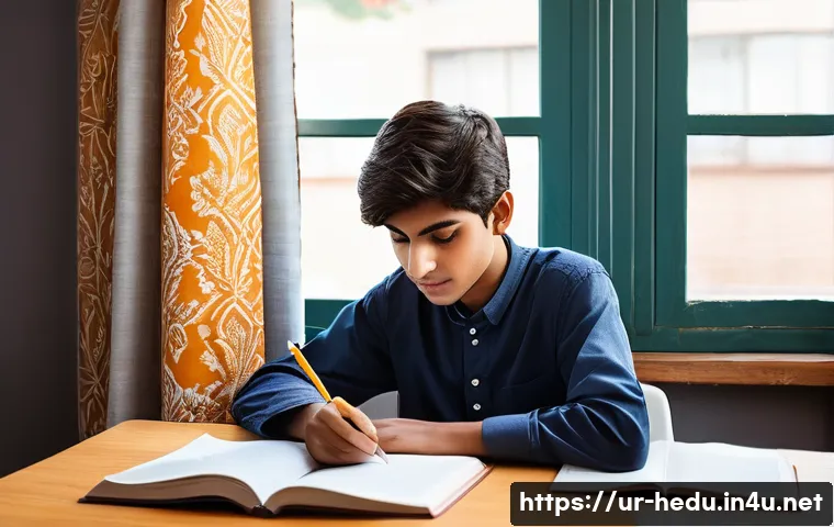 학업 스트레스 관리법 - A serene study environment tailored for a Pakistani Urdu-speaking student: a clean and organized des...