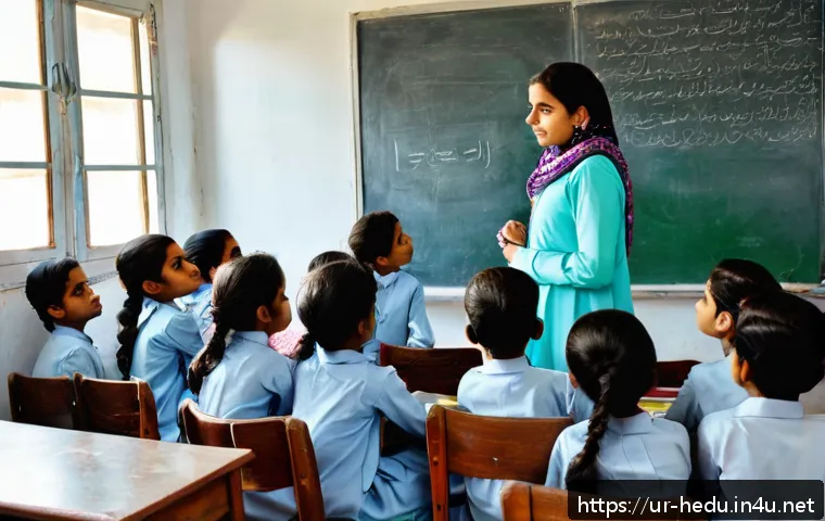 아이의 도덕성 교육 - A warm, realistic classroom scene in a Pakistani school setting where a diverse group of children ag...